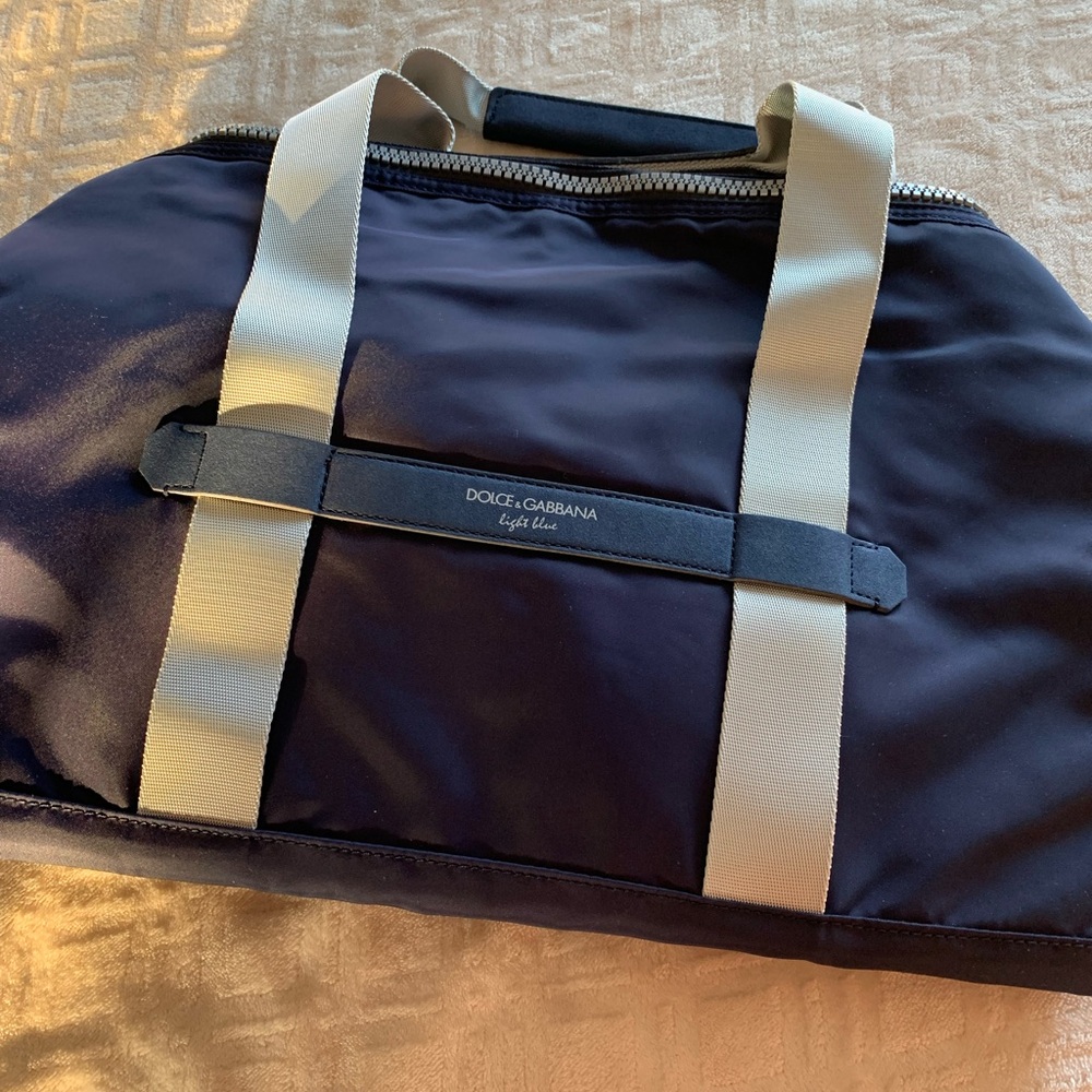 Dolce & Gabbana Light Blue and White Duffel Bag